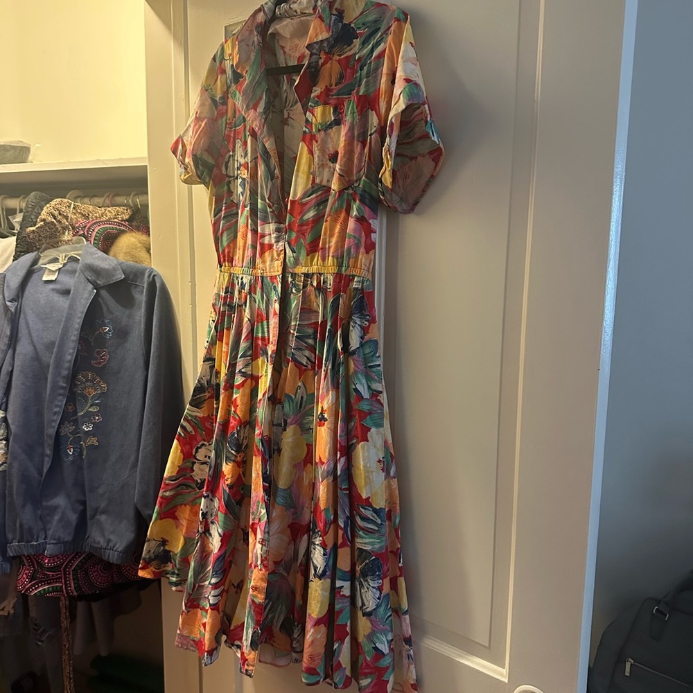 Vintage America Colorful Floral Midi Dress